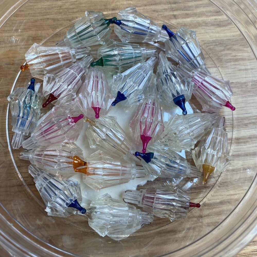 Vtg Christmas Light Covers Replacement Star Flower Clear Lot of 22